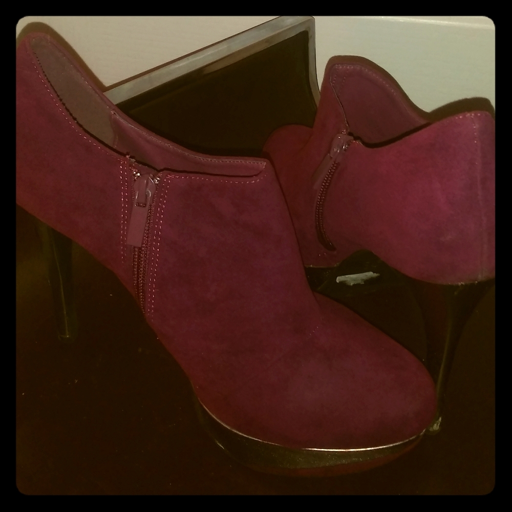 Lavender suede ankle boots